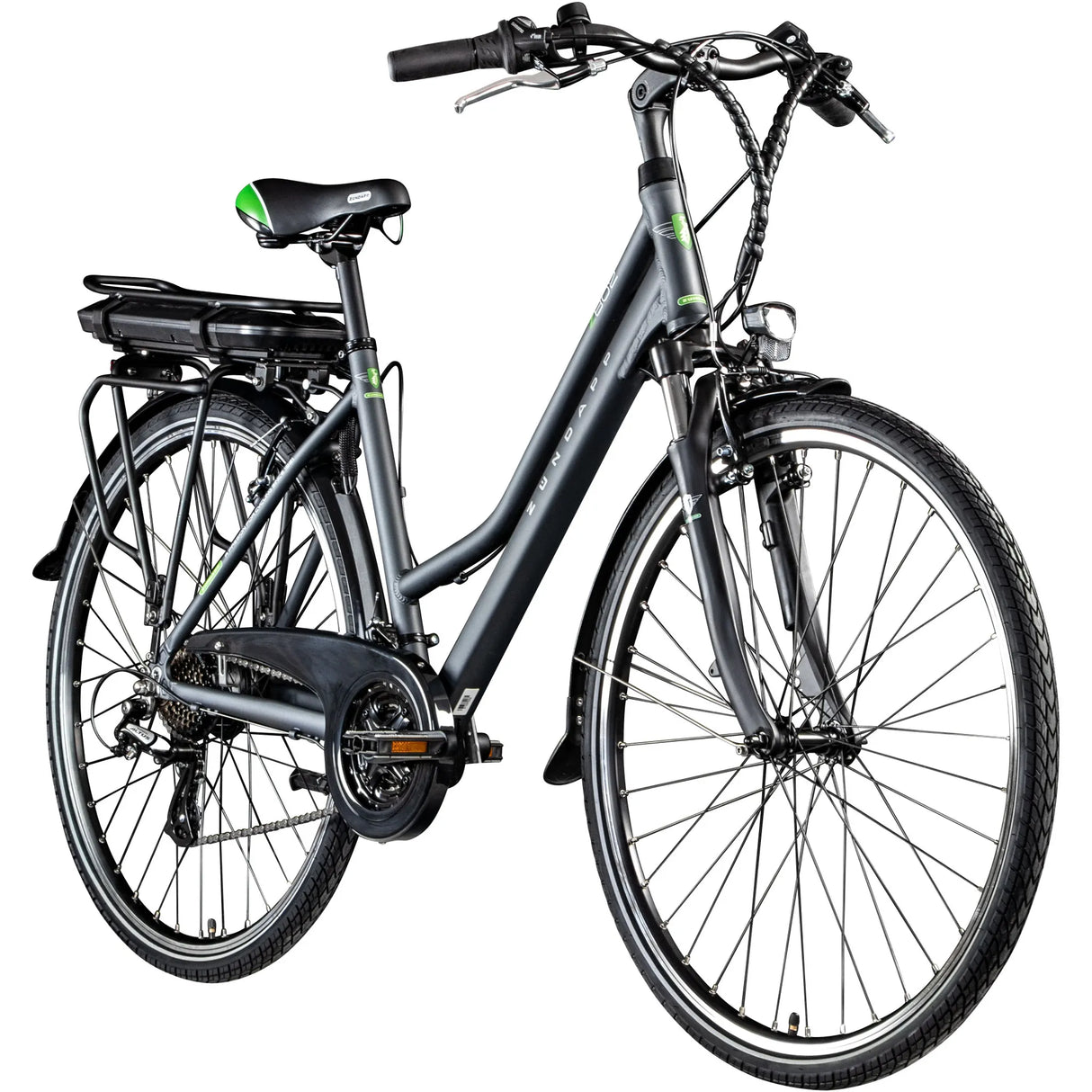 Zündapp Z802 E Bike Trekkingfiets dames vanaf 155 cm met naafmotor Pedelec Trekkingfiets met 21 versnellingen en verlichting StVZO